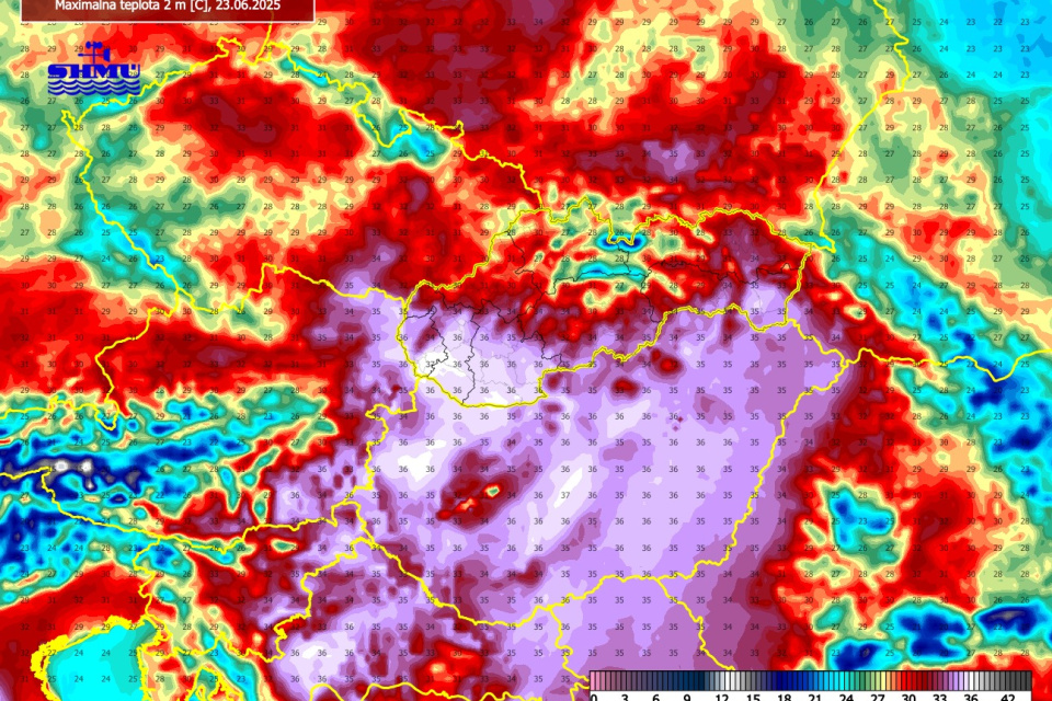 Teplotné maximum očakáva SHMÚ na úrovni 36, možno až 37 °C. | Zdrroj: SHMÚ