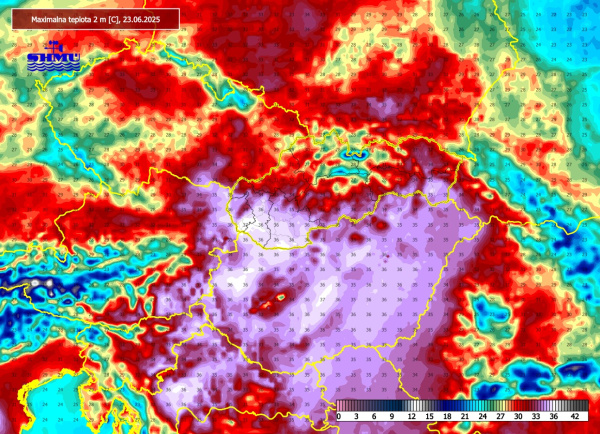 Teplotné maximum očakáva SHMÚ na úrovni 36, možno až 37 °C. | Zdrroj: SHMÚ