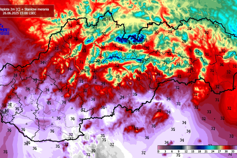 Teploty dnes popoludní podľa SHMÚ. | Zdroj: SHMÚ