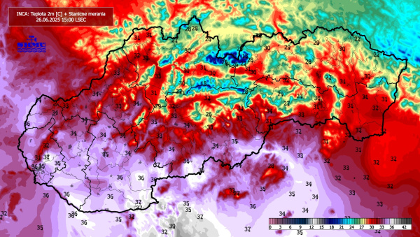 Teploty dnes popoludní podľa SHMÚ. | Zdroj: SHMÚ