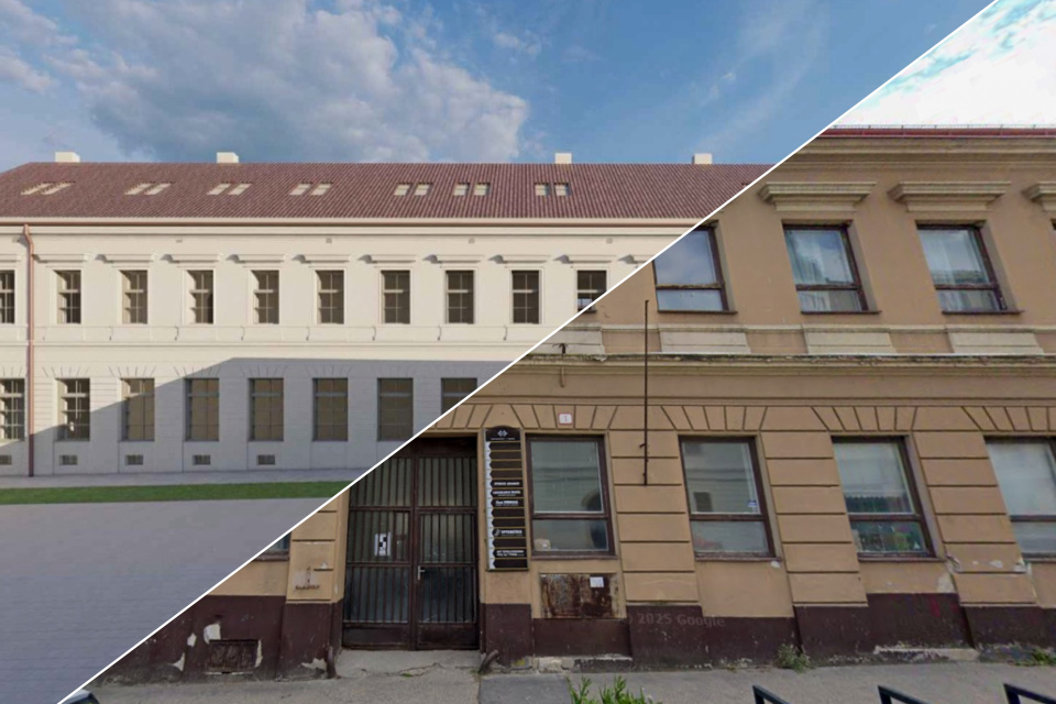 Vizualizácia novej budovy a aktuálny stav. | Reprofoto: Trnavské, Zdroj: Plánuj mesto, Google Street View