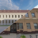 Vizualizácia novej budovy a aktuálny stav. | Reprofoto: Trnavské, Zdroj: Plánuj mesto, Google Street View