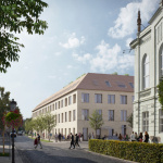 Navrhovaný bytový dom s polyfunkciou na súčasnom parkovisku pri OD Jednota. | Zdroj: Vizualizácia projektu, EIA