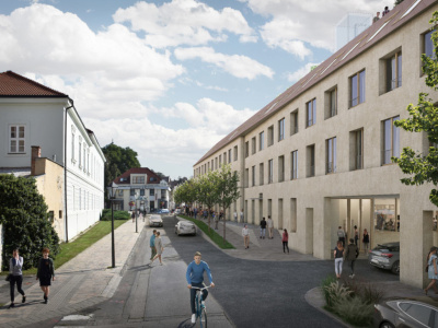 Navrhovaný bytový dom s polyfunkciou na súčasnom parkovisku pri OD Jednota. | Zdroj: Vizualizácia projektu, EIA