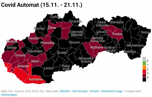 Mapa COVID-semaforu | Zdroj: NCZI
