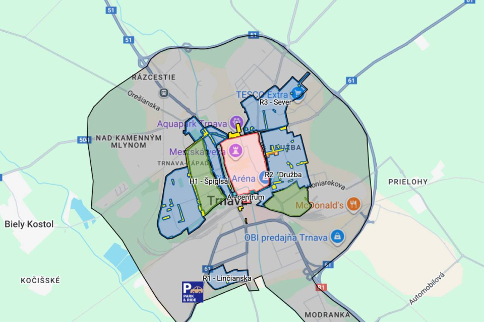 Radnica zverejnila aj mapu parkovacích zón | Zdroj: doprava.trnava.sk