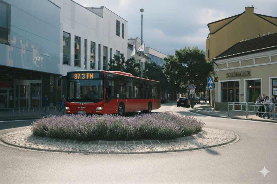 Nízkopodlažný autobus v Piešťanoch. Ilustračné foto upravené pomocou AI. | Foto: red., upravené cez Gemini