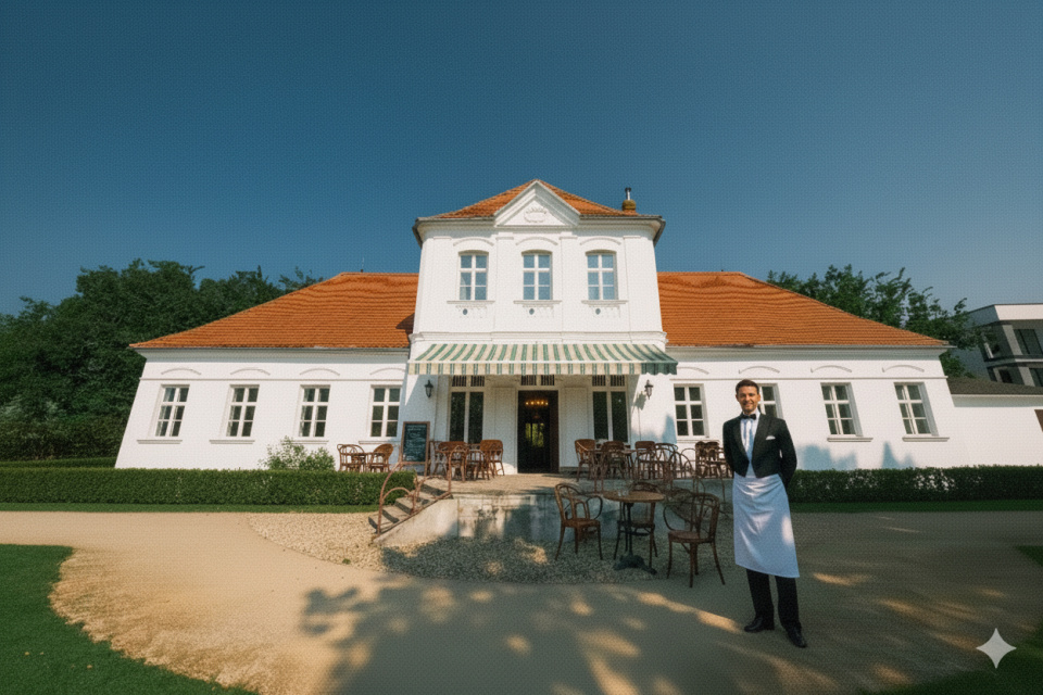 Na snímke fikcia zrekonštruovanej Emmerovej vily, ktorá očakáva prvých návštevníkov kaviarne. | Foto: red., úprava: Gemini