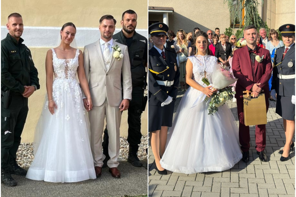 Sobáš so svojimi ženíchmi mali policajtky Lilla a Monika. | Foto: PZSR