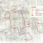 Smerové a linkové vedenie trolejbusov – výsledný variant. Zadanie stavby. Plná čiara – trasy trolejbusov v I. stavbe. Prerušovaná čiara – trasy trolejbusov v II. stavbe. | Zdroj: Archív Dopravoprojekt Bratislava (Ing. Ivan Kačo)