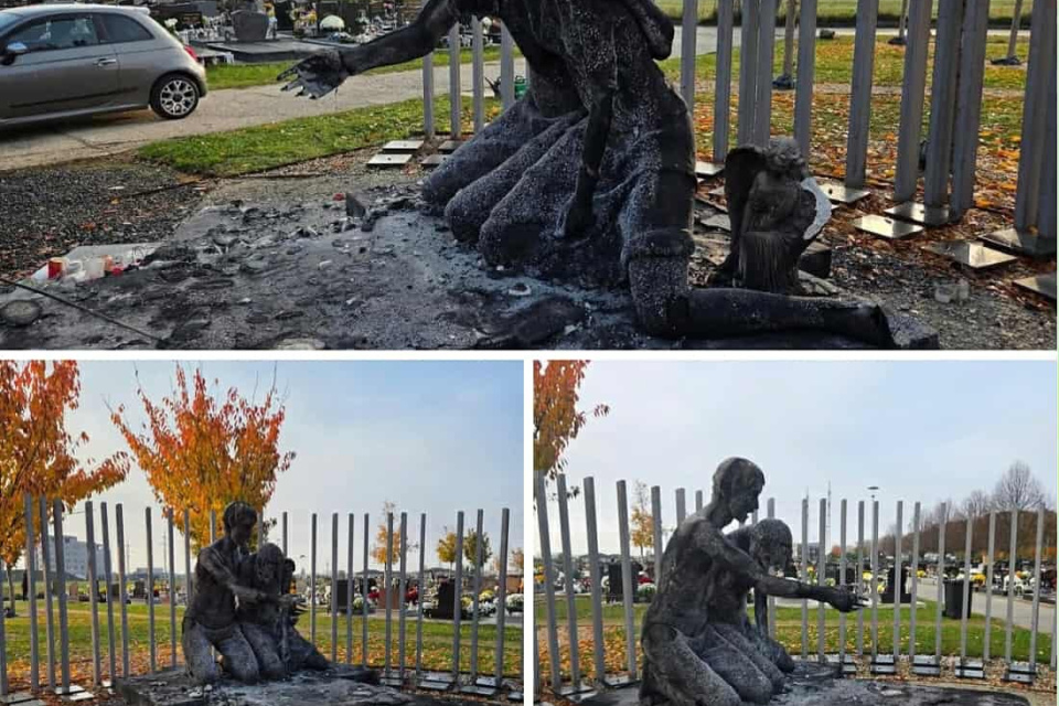 Pamätník zachvátili plamene včera večer | Foto: Trnava moje mesto, Michal Téglaš 