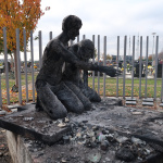 Požiarom poškodený Pamätník nenarodeným deťom. | Foto: TASR - Ondrej Hercegh