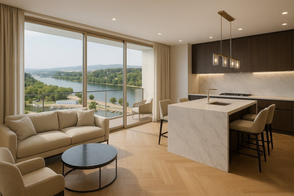 Moderný interiér s výhľadom na Váh. | Zdroj: Rezidencia Na Lodenici