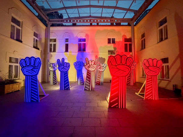 Audiovizuálna inštalácia Revolucionár od  slovenského umelca Matúša Maťátka v KCT. | Foto: Dušan Vančo