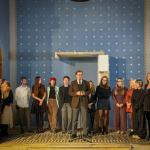 Vernisáž výstavy študentov UCM - Politika každodennosti. Na snímke autorský kolektív a riaditeľ GJK Adrián Kobetič. | Foto: dv, red.