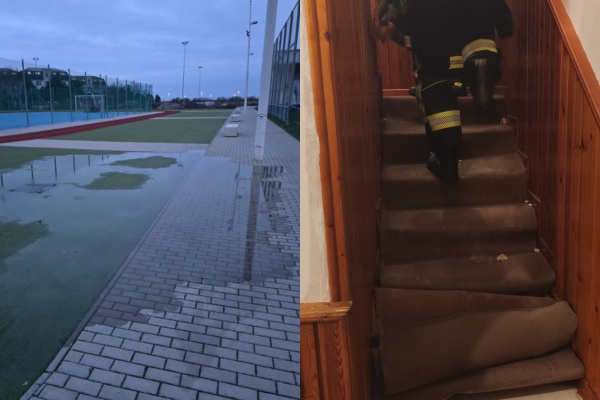 Záplava na ihrisku i v rodinnom dome. | Foto: Božena Krajčovičová, Hasiči Jaslovské Bohunice