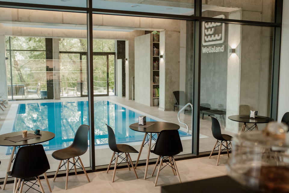 Z baru máte priamy výhľad na bazén so slanou vodou | Zdroj: Welialand Wellness