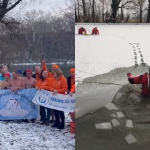 V čase celoslovenského zrazu zimných plavcov v Seredi nacvičovali v Jaslovských Bohuniciach záchranu korčuliarov po prelomení ľadu na jazere. | Foto: Ing. Mária Fačkovcová, Hasiči Jaslovské Bohunice