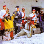 Obchôdzka Turkov v Štefanove (okr. Senica,1988) | Zdroj: Archív diapozitívov Ústavu etnológie SAV v Bratislave, Foto: H. Bakaljarová