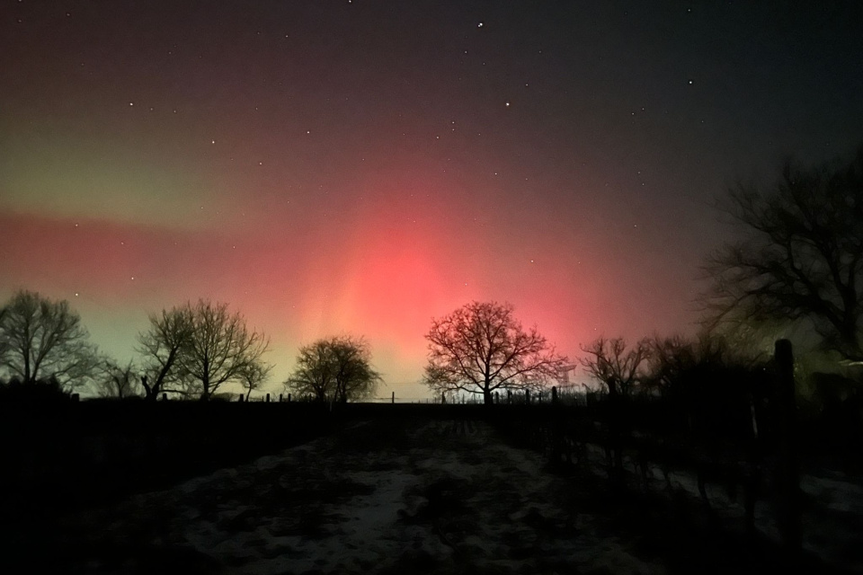 Polárna žiara v Trnavskom kraji | Zdroj: Hvezdáreň a planetárium M. R. Štefánika v Hlohovci