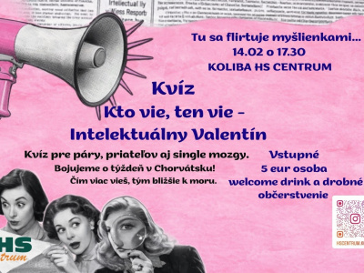 Flirtujte myšlienkami na Valentínskom kvíze v Piešťanoch! | Foto: HS Centrum Koliba