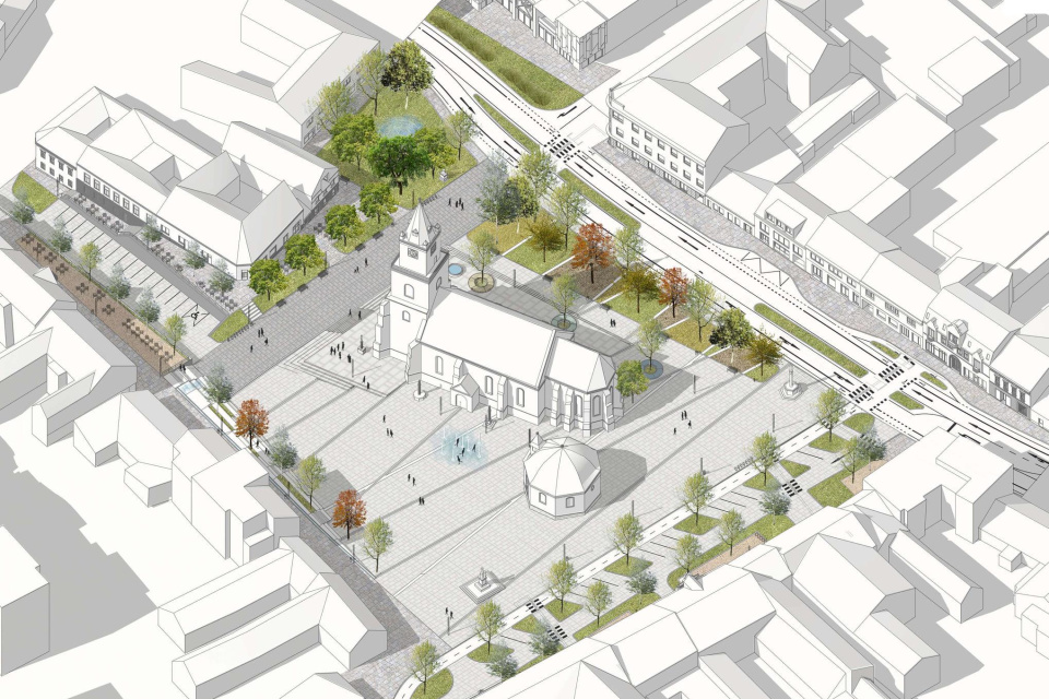 Výherný návrh obnoveného námestia z roku 2020 | Zdroj: mesto Hlohovec