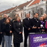 Na tlačovú konferenciu v centre Trnavy prišiel aj podpredseda strany Demokrati Juraj Šeliga | Zdroj: Trnavské rádio