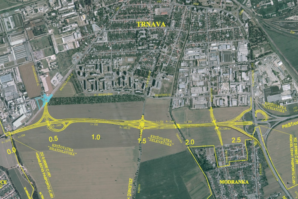 Projekt južného obchvatu v Trnave | Zdroj: Mesto Trnava