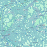 Trnavský kraj je 360° snímkami pokrytý od juhu až po sever (modré miesta značia oblasti zaznamenané v Google Street View) | Zdroj: Google