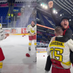 Po výhre lietali vzduchom hokejky, prilby a šampanské. | Foto: HK Dukla Senica