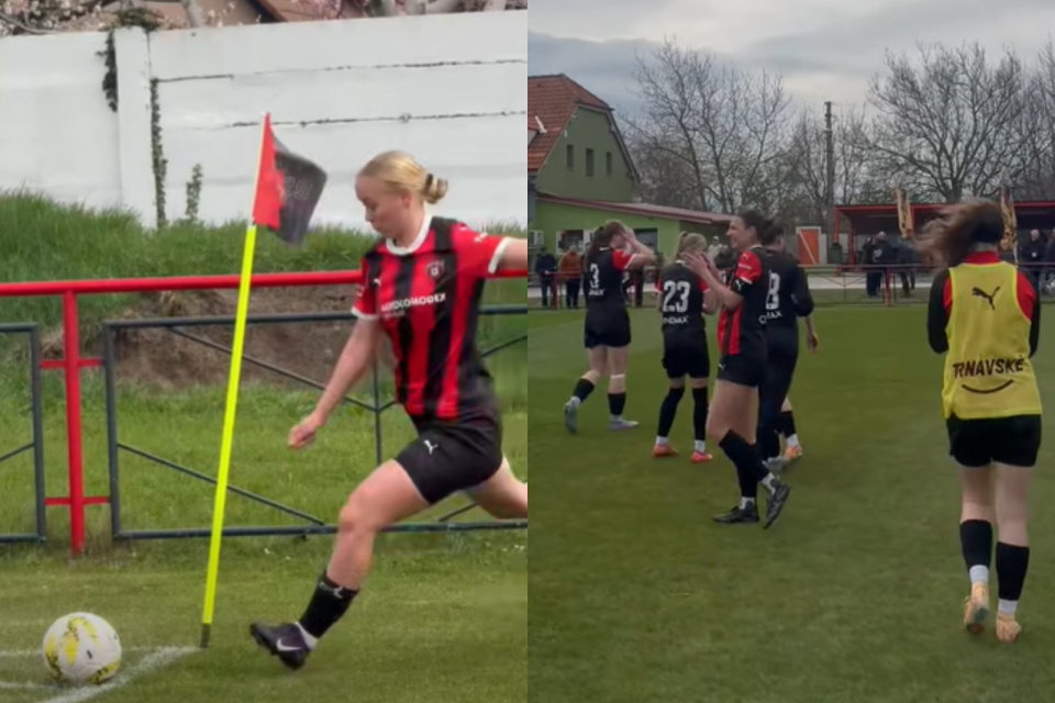 Autorka víťazného gólu a ďakovanie fanúšikom po zápase. | Foto: FC Spartak Trnava Women