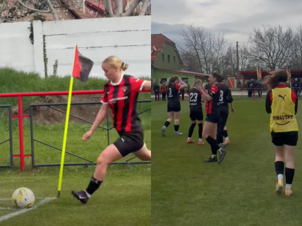 Autorka víťazného gólu a ďakovanie fanúšikom po zápase. | Foto: FC Spartak Trnava Women