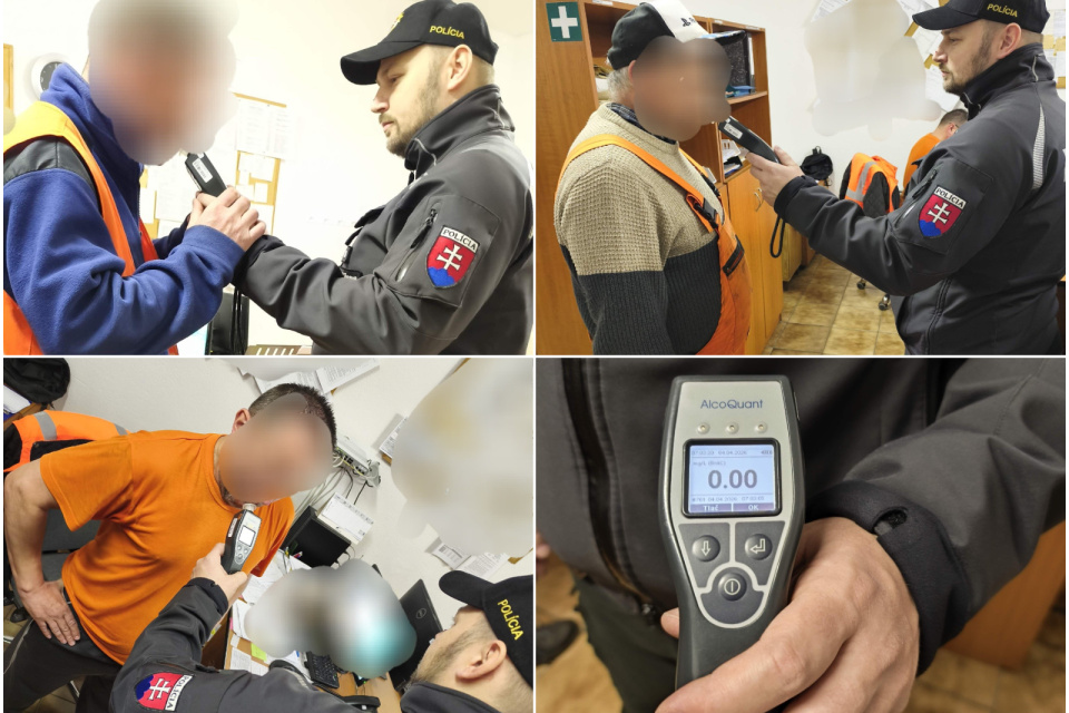  Policajti počas kontrol nezistili požitie alkoholu ani u jedného z kontrolovaných zamestnancov. | Foto: PZSR