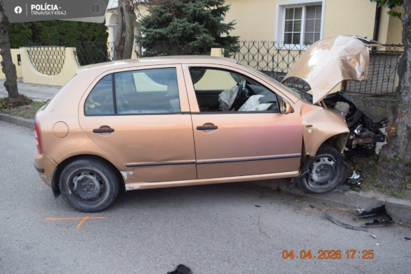Fotografie zachytávajú dopravnú nehodu 59 ročného vodiča v meste Dunajská Streda. | Foto: KRPZTT