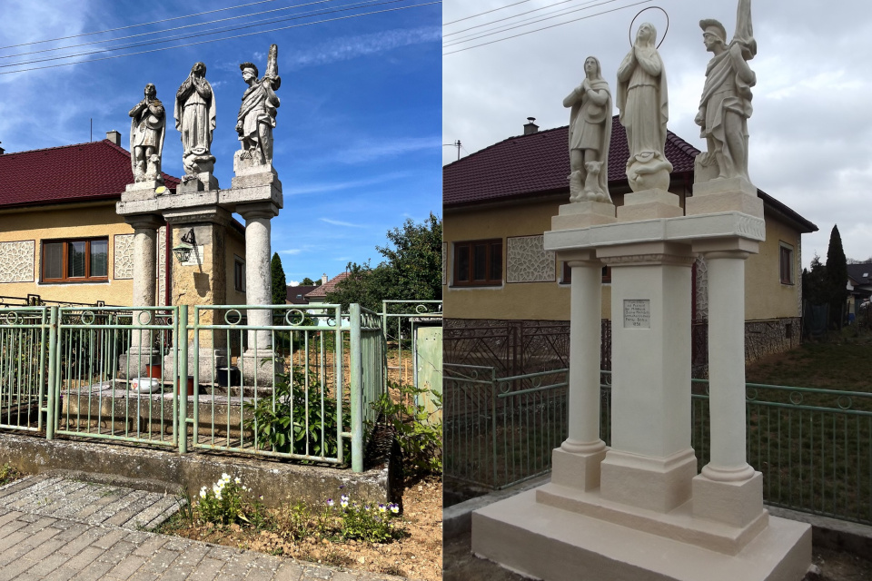 Socha pred a po obnove | Zdroj: Starosta Dolný Lopašov
