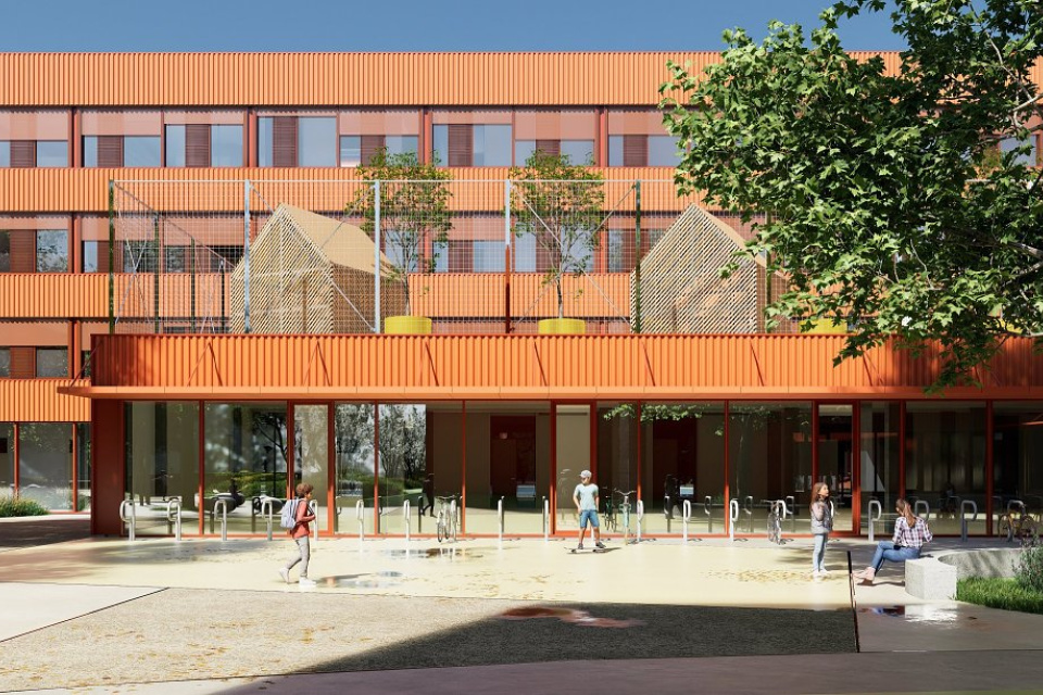 Nová vizualizácia fasády školy | Zdroj: Archinfo