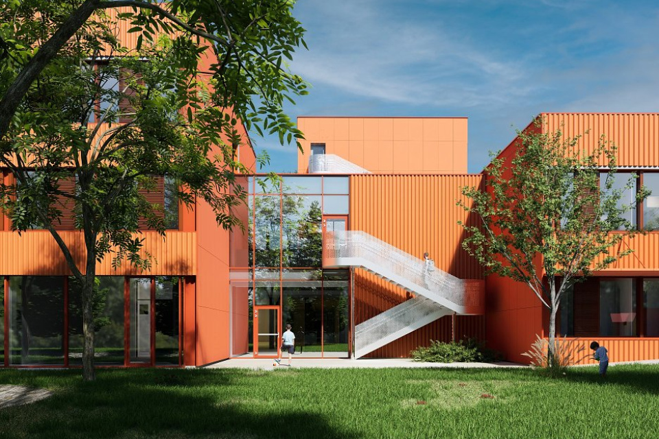 Budova školy - pohľad zo zadnej strany | Zdroj: Archinfo