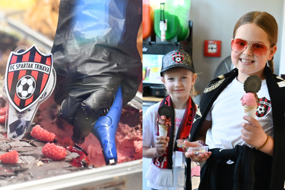 Lahodná a osviežujúca. Zmrzlina s príchuťou milovaného klubu vyvolala vlnu radosti. | Foto: Lukáš Grinaj, Spartak Trnava
