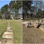 Kamenné nášľapné platne zhotoviteľ stavby vyzbieral a opätovne ich do priestoru zakomponuje | Zdroj: Piešťanský park
