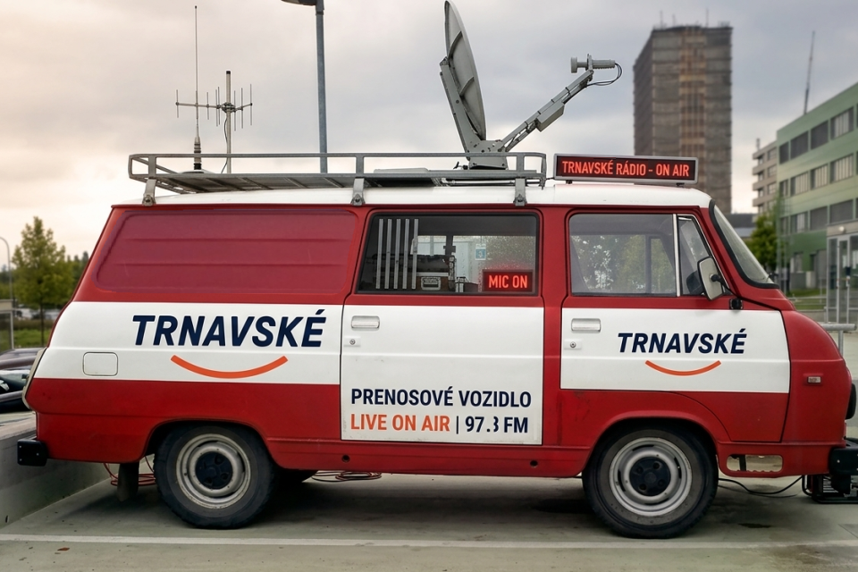 Ilustračná fotografia fiktívneho prenosového vozidla TAZ 1203 - On Air. | Foto: RomanM82, Wikimédia, Gemini AI