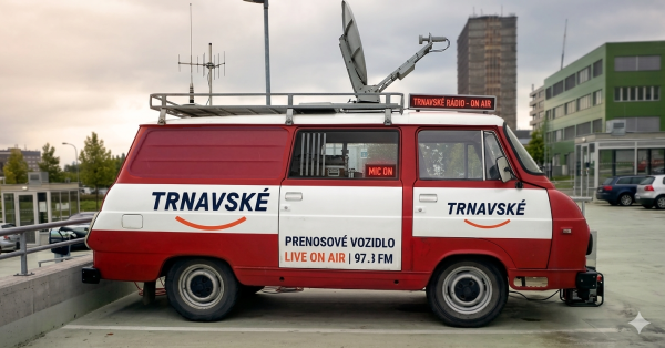 Ilustračná fotografia fiktívneho prenosového vozidla TAZ 1203 - On Air. | Foto: RomanM82, Wikimédia, Gemini AI