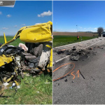 Po zrážke dodávky a nákladiaka cestu zavreli. | Foto: Polícia Nitriansky kraj, Martin Pizzamen, Dopravný servis okresu Hlohovec