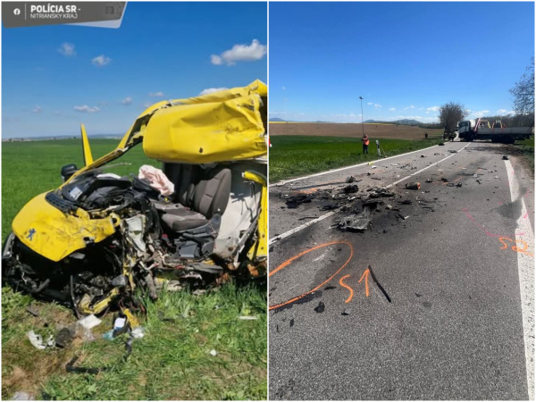 Po zrážke dodávky a nákladiaka cestu zavreli. | Foto: Polícia Nitriansky kraj, Martin Pizzamen, Dopravný servis okresu Hlohovec