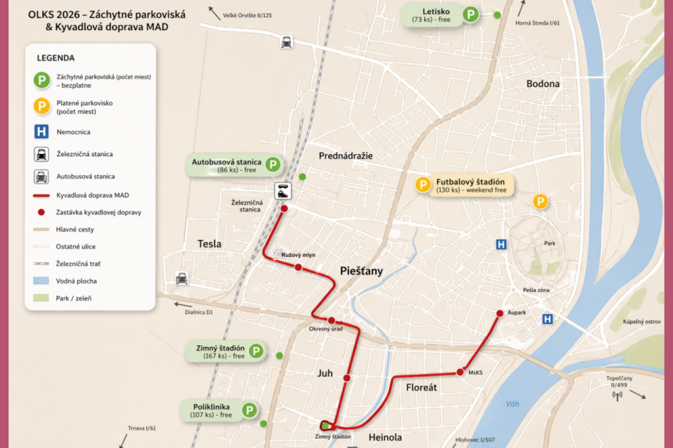 Prehľad záchytných parkovísk | Zdroj: mesto Piešťany