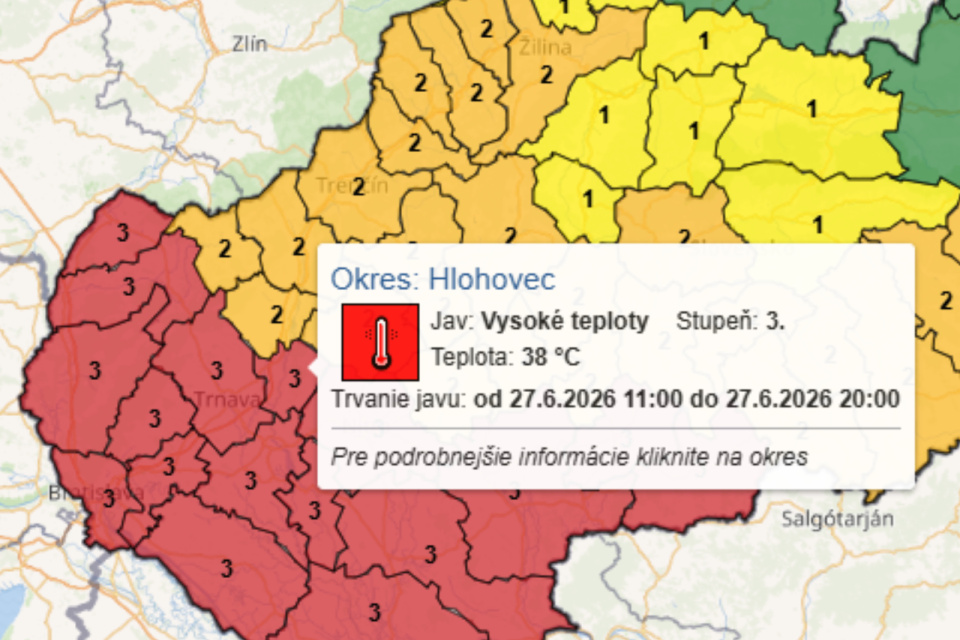 Podobné výstrahy platia aj na nedeľu a pondelok. | Foto: SHMÚ