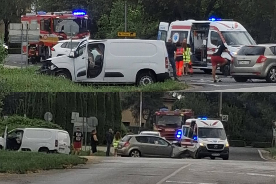 Zrazili sa dve autá. | Foto: Lucia Klbikova, Dopravný servis Okres Hlohovec a okolie