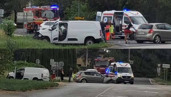 Zrazili sa dve autá. | Foto: Lucia Klbikova, Dopravný servis Okres Hlohovec a okolie