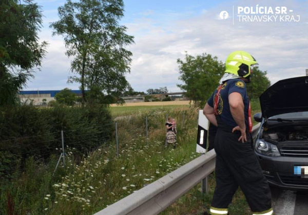 Vodič pracovníkom diaľničnej patroly poďakoval. | Foto: Polícia SR - Trnavský kraj
