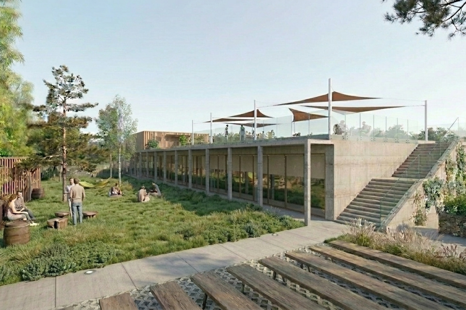 Exteriér novej klubovne | Zdroj: Archinfo
