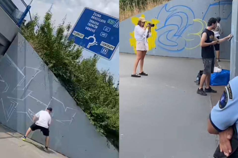 Tvorba v podchode bola pod policajným dohľadom. | Foto: Palo Onder